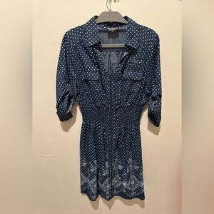 Blue Polka Dot Dress with beautiful details.